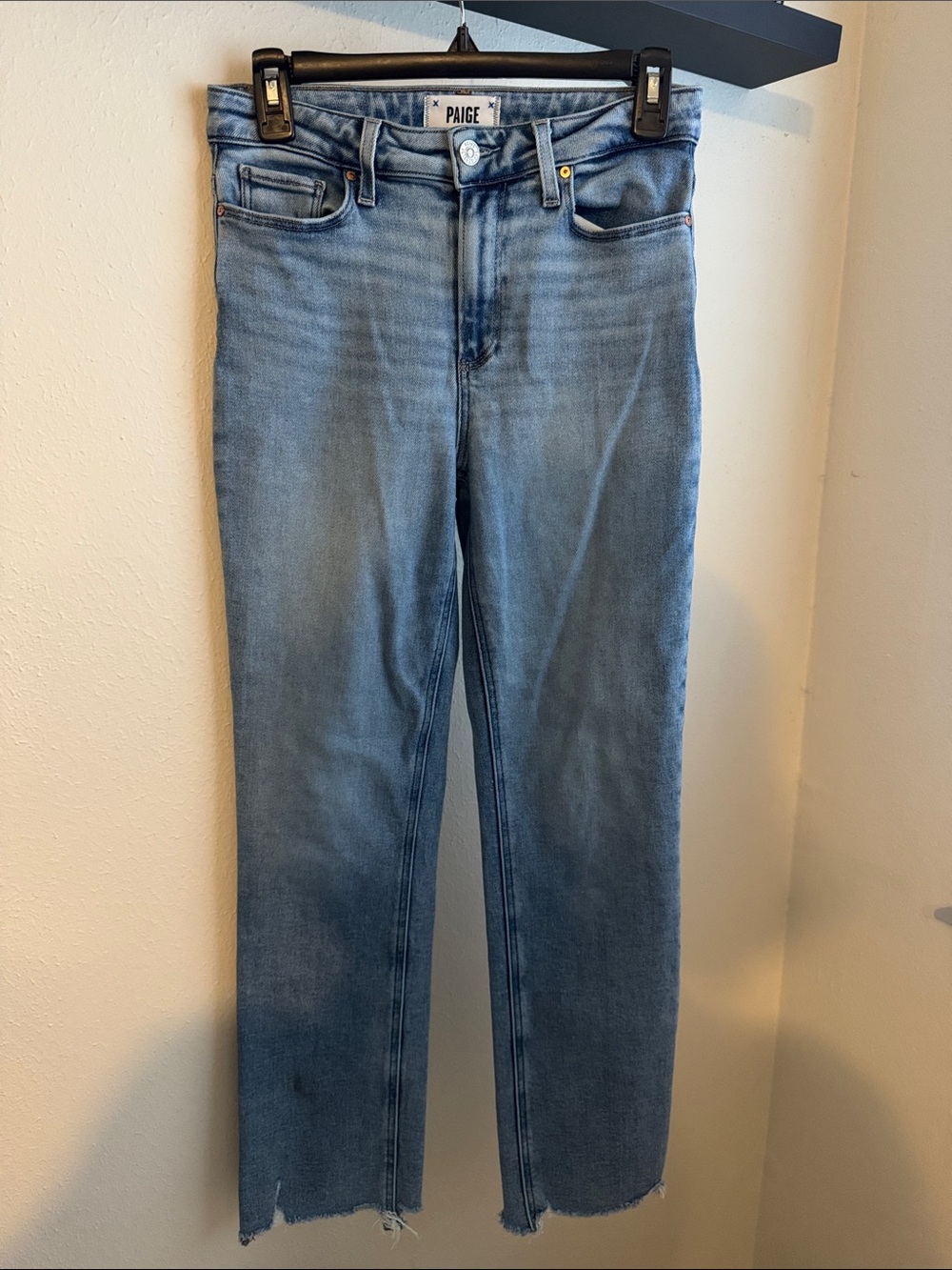 PAIGE Light Wash Straight Leg Jeans